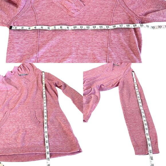 Athleta Pink Hooded Pullover Sweater XL Kangaroo Pocket Long Sleeve Lightweight - Picture 5 of 6